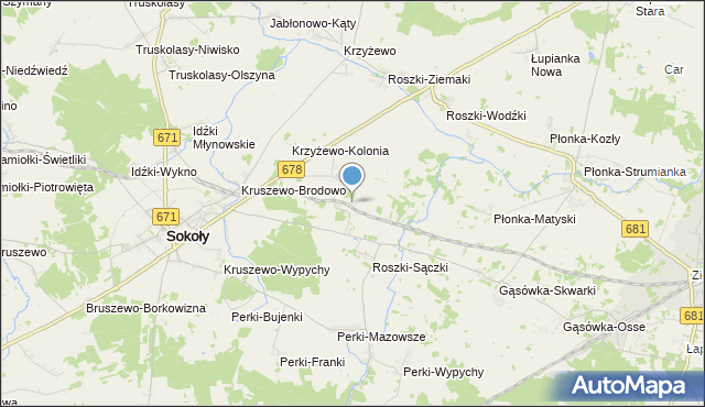 mapa Roszki Leśne, Roszki Leśne na mapie Targeo